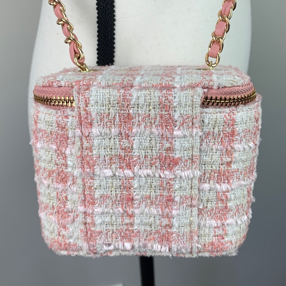 Ahdorned Pink Tweed Mini Crossbody Bag NEW! - Picture 5 of 8